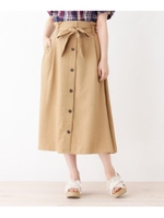 【WEB限定サイズあり】リネンタッチフロントボタンスカート/ライトベージュ(051)