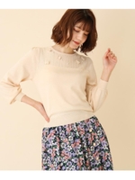 【WEB限定プライス/WEB限定サイズ(LL)あり/手洗い可】フェイクパールリボンニットプルオーバー/オフホワイト(003)