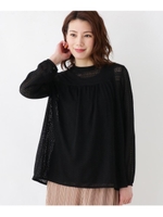 【２枚SET】レースカットソー×タンクトップ/ブラック(019)