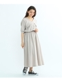 【ウォッシャブル】スウェットフラップポケットロングワンピース/ライトベージュ(051)