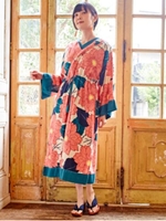 【カヤ】葉菊ならいワンピース/ベージュ