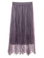 【スカート】ランダムプリーツオーガンジースカート/ラベンダー