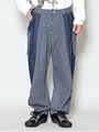 【チャイハネ】ヒッコリー×デニムMEN'Sサルエルパンツ/ダークブルー