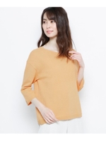 【ハンドウォッシュ】リネン混七分袖プルオーバー/ライトオレンジ(066)