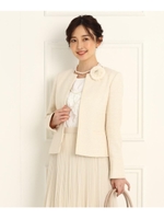 【フォーマル/入卒/ママスーツ】ノーブルツィードジャケット/ライトベージュ(051)