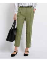 【マシンウォッシュ/UV/接触冷感】リネン風ゆるパンツ/オリーブグリーン(026)