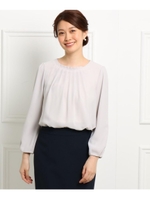 【ママスーツ/入学式　スーツ/卒業式　スーツ】タックシフォンブラウス/ライトグレー(011)
