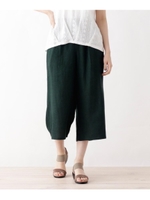 【リネンブレンド】ワイドパンツ/モスグリーン(024)