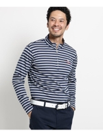 【吸水速乾】ボーダーハーフジッププルオーバー/ネイビー(193)