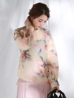 【雑誌掲載】≪洗濯機で洗える≫ローンウォーターフラワープリントブラウス/ベージュ系その他