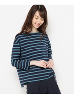 【手洗い可】D缶ベルトボーダートップス/ネイビー(393)