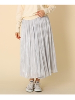 【手洗い可】オーロラサテンプリーツスカート/ライトグレー(011)