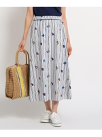 【洗える】【ウエストゴム】フラッグストライプフレアスカート/ホワイト(102)