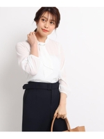【洗える】ファイズデシン　ボウタイブラウス/ホワイト(001)