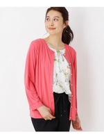 【洗える】フラワーノースリ+UVカットカーディガンセット/ピンク(072)
