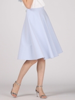 【大きいサイズ】《洗濯機で洗える》サーキュラーシンプルフレアスカート/ブルー系その他