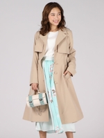 【大きいサイズ】クルミ釦パイピングドレストレンチ/ベージュ