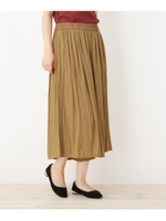 【大きいサイズあり・13号・15号】パウダーサテンギャザーパンツ/サンドベージュ(053)