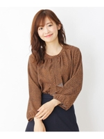 【大きいサイズあり・17号・19号】ヘリンボンプリントシャツ/ブラウン(142)