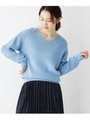 ＜WEB限定・LLサイズあり＞＜イタリア糸使用＞あざやかカラーニット/ライトブルー(091)