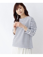 ＜WEB限定・LLサイズあり＞ボタン付きシンプルプルオーバー/オフホワイト×ネイビー(303)