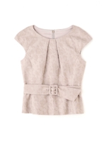 ◆フラワージャガードタックネックブラウス/ベージュ1(041)