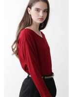 ◆ミルドジャージボリュームトップス/レッド(100)