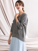 ≪手洗い可能≫スパンコールモヘヤプルオーバー/ライトグレー