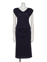 Ｖネックリブタイトニットワンピース/ネイビー