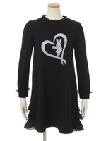 うさぎプリントAラインワンピース/ブラック