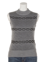 めくれレース柄ノースリーブ/グレー系