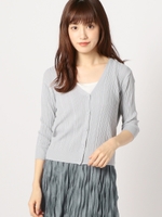アイレット透かしVカーディガン/ライトブルー