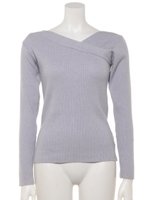 アシメネック前後２ｗａｙリブニットプルオーバー/ラベンダー