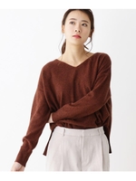 ウール混Vネックスリットニット/レンガ(069)