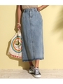 ウエストゴムデニムスカート/ブルー(019)