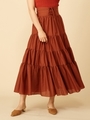 ウエストマークティアードロングスカート/ブラウン