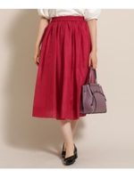 オーガンジーミモレギャザースカート/ラズベリーピンク(073)