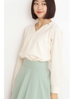 カットジョーゼットとろみブラウス/ホワイト(030)