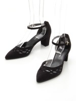 カットワークストラップサンダル/黒S