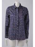 カラーペンシルプリントブラウス/ネイビー