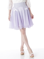 ガーターベルト風フレアスカート/ラベンダー
