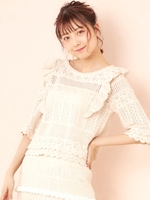 ガーリークロシェニットプルオーバー＜セットアップ対応＞/ベージュ