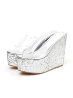 クリアスカラップグリッターソールサンダル/シルバー