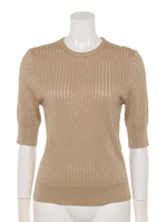 クルーネックラメニットプルオーバー/ベージュ