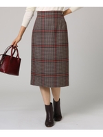 グロースチェックスカート/ワインレッド(663)