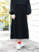 コーデュロイタックフレアスカート/ブラック