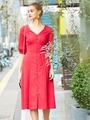 コットンカットワークワンピース/RED