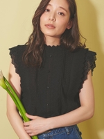 コットンレースブラウス/黒