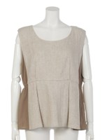 サイド切替ギャザーマークノースリーブ/ベージュ