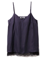 サテン×レースキャミソール/NVY